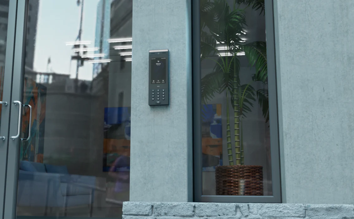 A UniFi intercom at an entrance